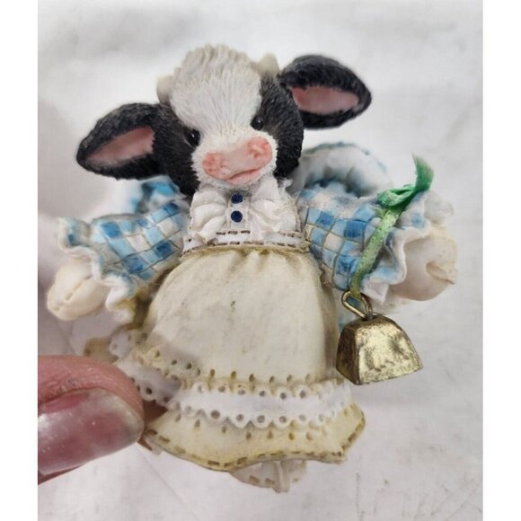 Mary's Moo Moos Other - Vintage Enesco Mary's Moo Moos Cow Figurine Angel Girl With Bell Ornament